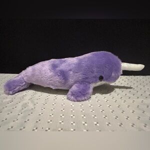 Aurora Purple Narwhal Plush 2018 Shiny Silver Belly Horn Stuffed Animal 10"